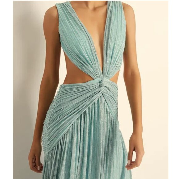 PatBO Womens Lurex Sleeveless Cutout Gown Maxi Dress Size 4 Sea Foam Sexy - Picture 2 of 16